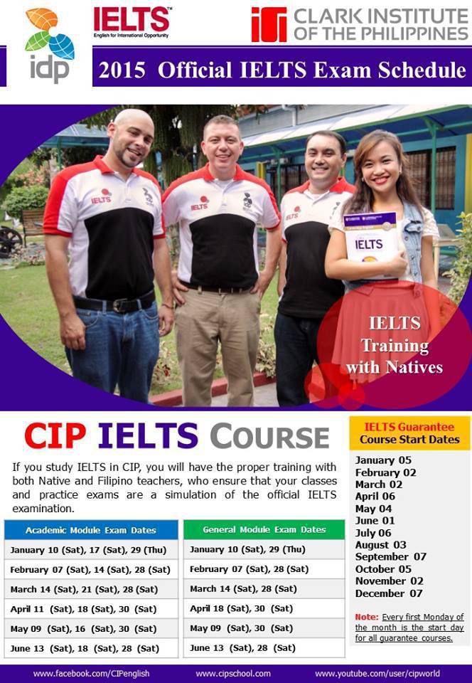Lịch học và thi IELTS tại trường Anh ngữ CIP năm 2015