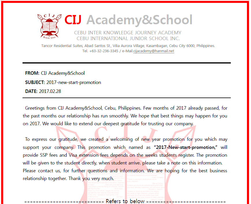 Học bổng từ trường Anh ngữ CIJ trong tháng 3 năm 2017