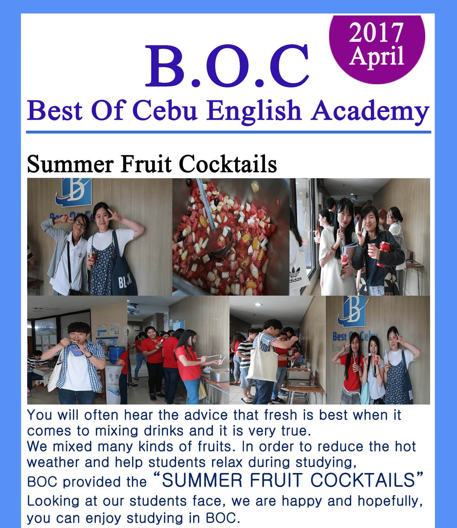 Bản tin trường Anh ngữ BOC tuần 04 tháng 04 năm 2017
