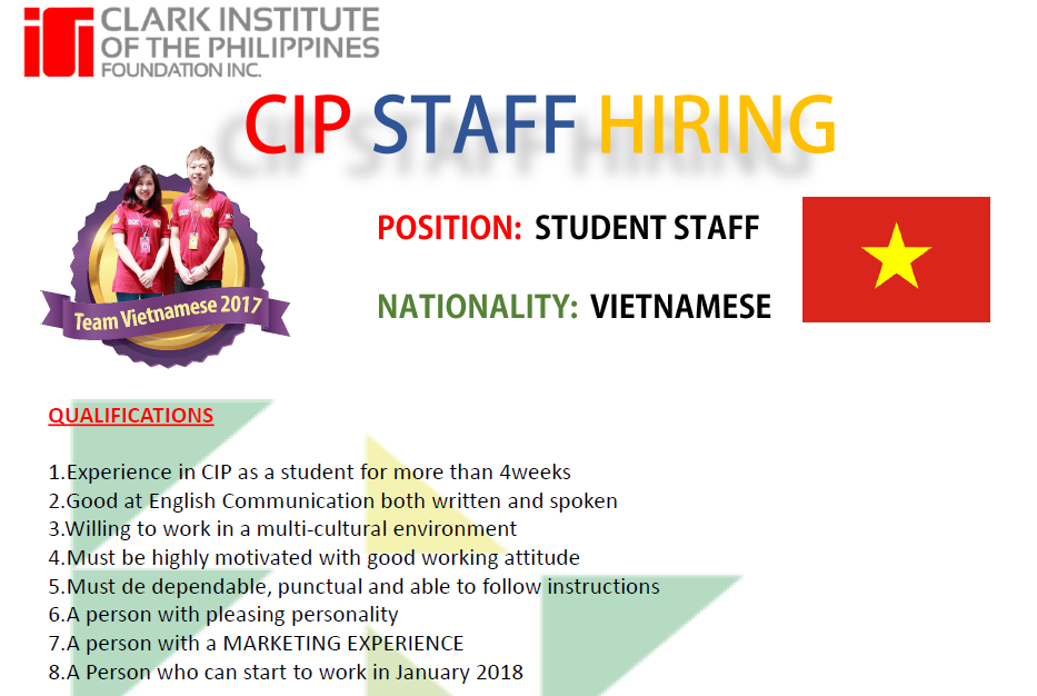Trường Anh ngữ CIP cần tuyển quản lý học viên Việt Nam
